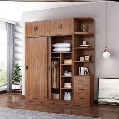 Mantenimiento mínimo Puerta giratoria de color melamina de madera moderna Armario de dormitorio para villa