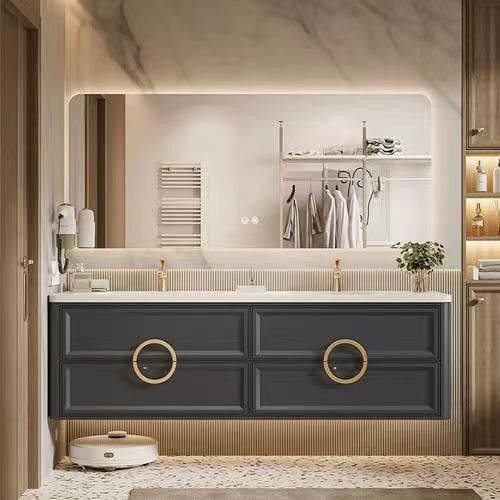 YALIG Cabinet Shaker Panel fluido de cuarzo de escritorio de baño para 38-46 en ancho