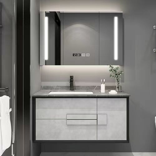 Cabinet de baño de lámpara de espejo minimalista sin marco YALIG montado en la pared para apartamentos