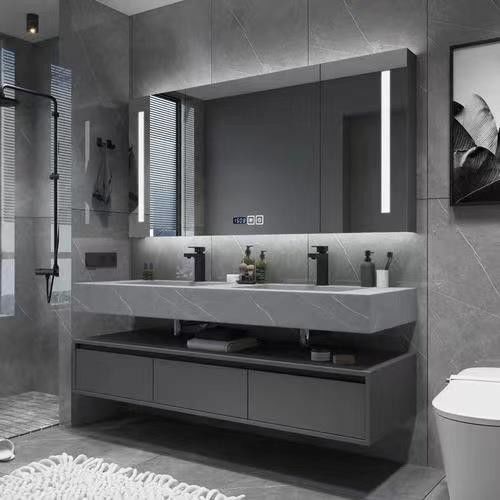 Rectángulo Moderno Minimalista YALIG Baño Vanidad con Color Puro y Espejo Incluido