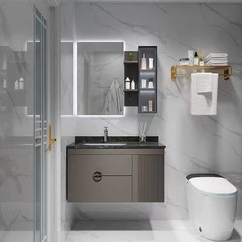 Rectángulo Moderno Minimalista YALIG Baño Vanidad con Color Puro y Espejo Incluido