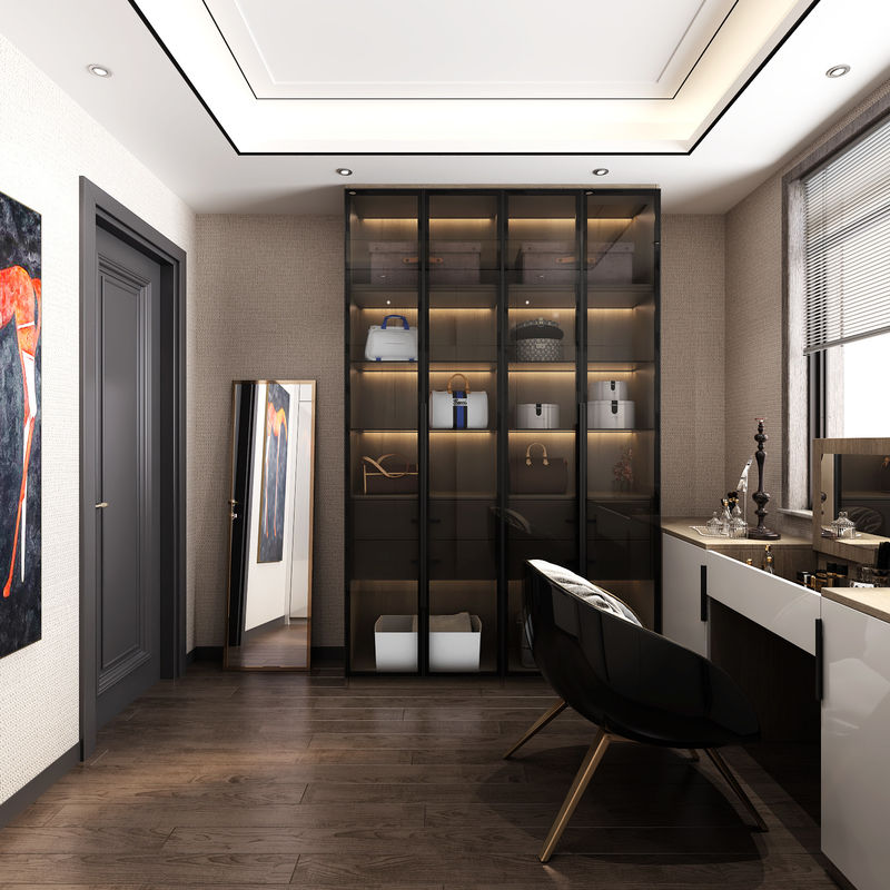 Solución de almacenamiento YALIG estilo moderno puerta corredera armario con estante de libros