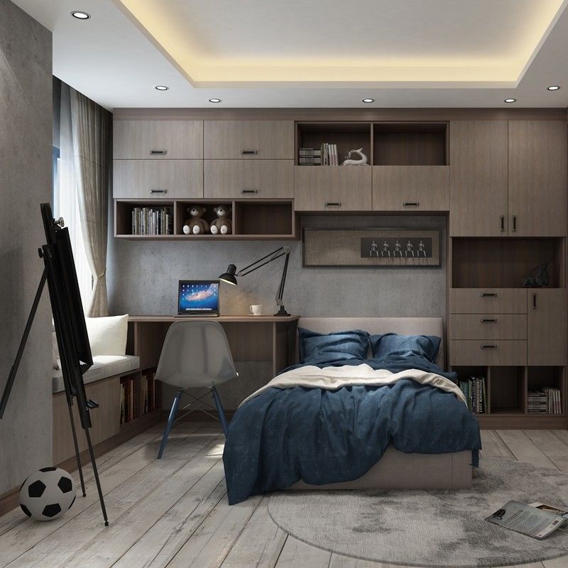 Solución de almacenamiento YALIG estilo moderno puerta corredera armario con estante de libros