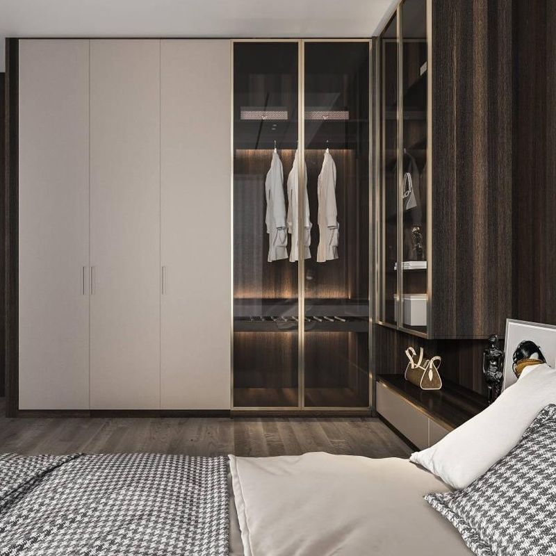 Gabinete de armario de madera contemporáneo para el diseño de muebles de dormitorio estilo 2D / 3D