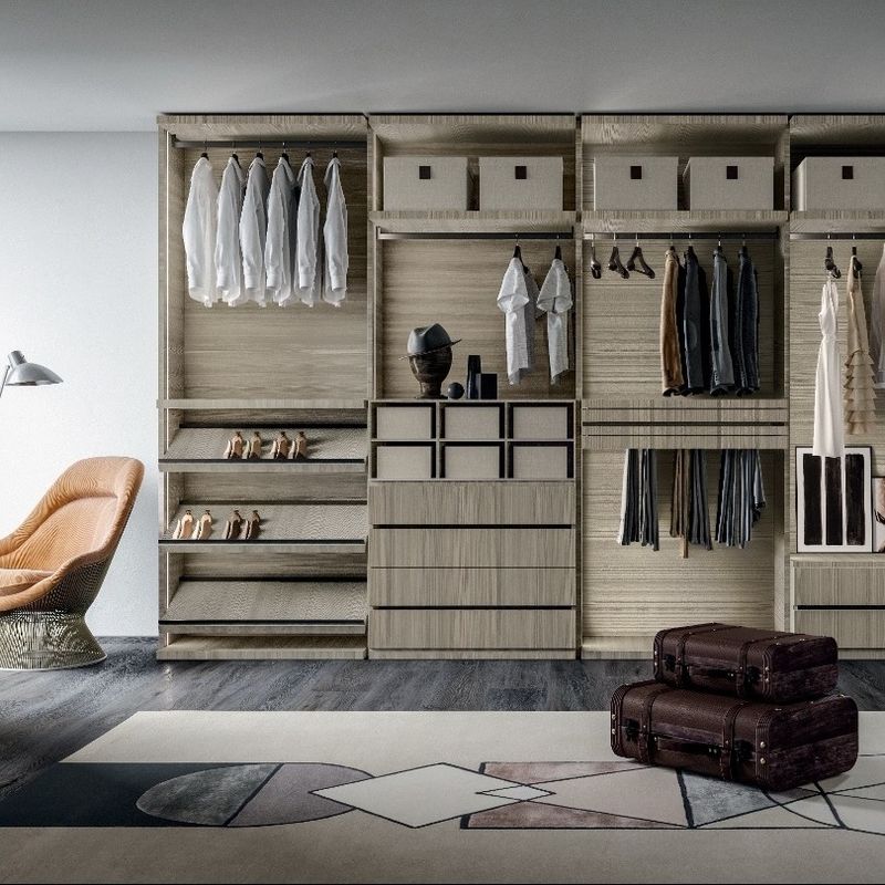 Gabinete de armario de madera contemporáneo para el diseño de muebles de dormitorio estilo 2D / 3D