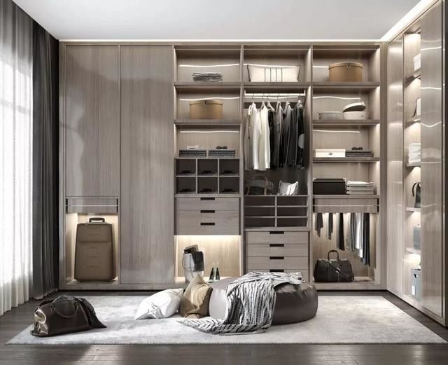 Gabinete de armario de madera contemporáneo para el diseño de muebles de dormitorio estilo 2D / 3D