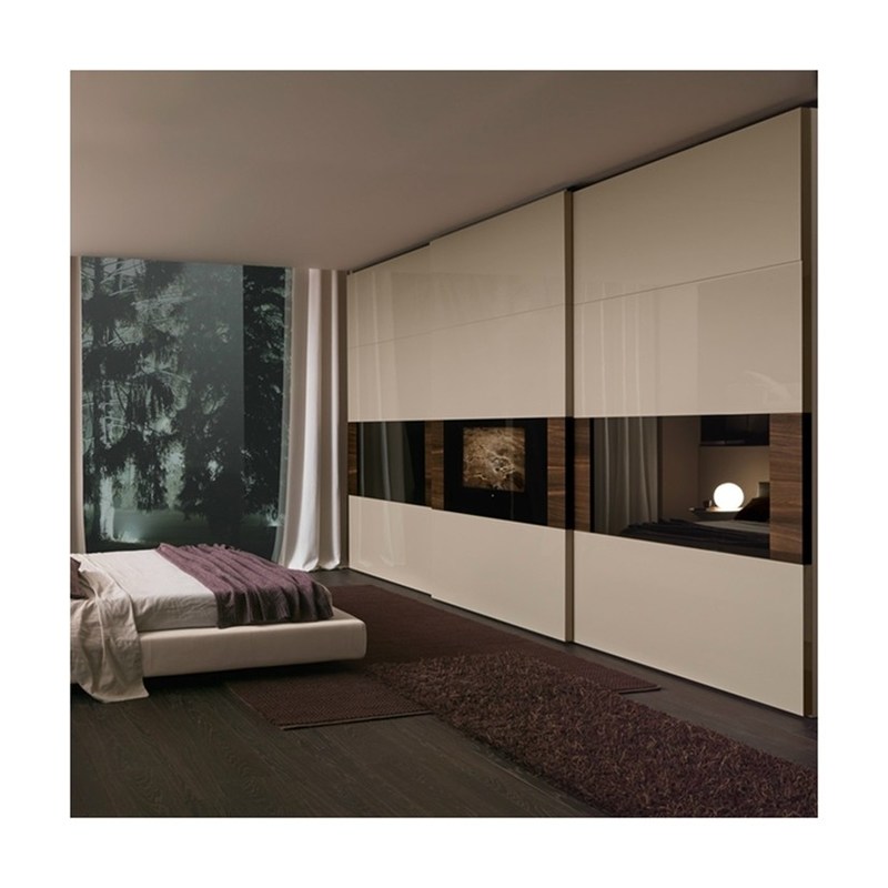 Muebles de dormitorio Muebles de puerta corredera Armarios de estilo de madera con armarios de metal con borde relajado