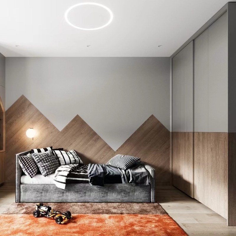 Muebles de dormitorio Muebles de puerta corredera Armarios de estilo de madera con armarios de metal con borde relajado