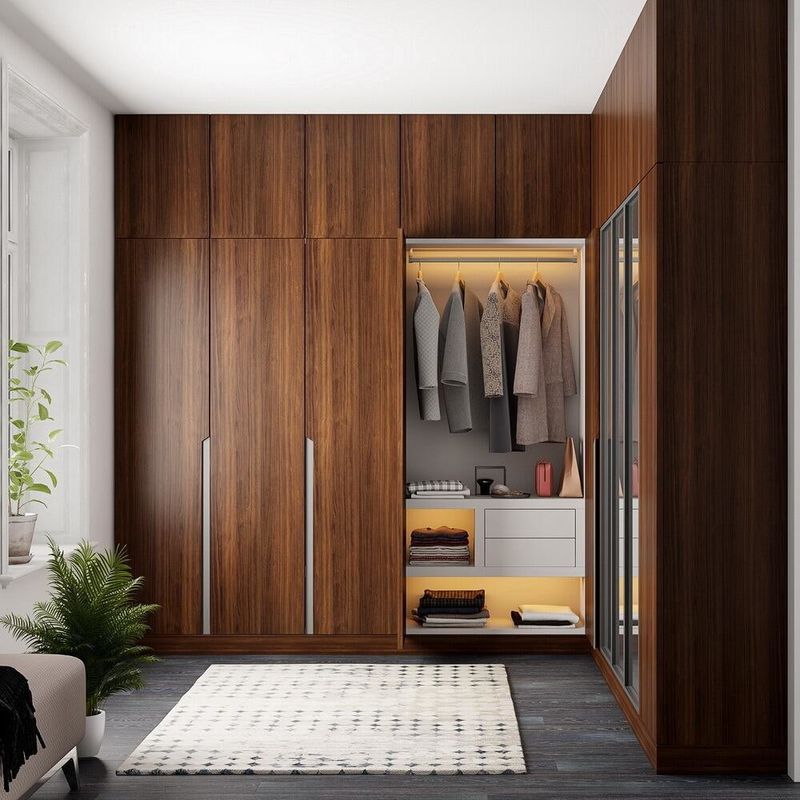 Estilo de diseño contemporáneo YALIG Veneer Armarios de esquina modernos para muebles de dormitorio