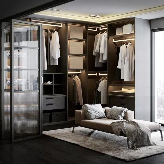 PANEL estilo de madera YALIG Gran esquina armario abierto para estilo de diseño contemporáneo