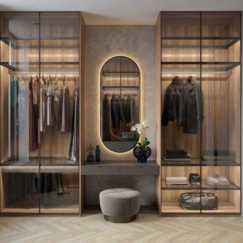 Muebles de dormitorio modernos Armario de madera con espejo corredizo y NO estilo plegado